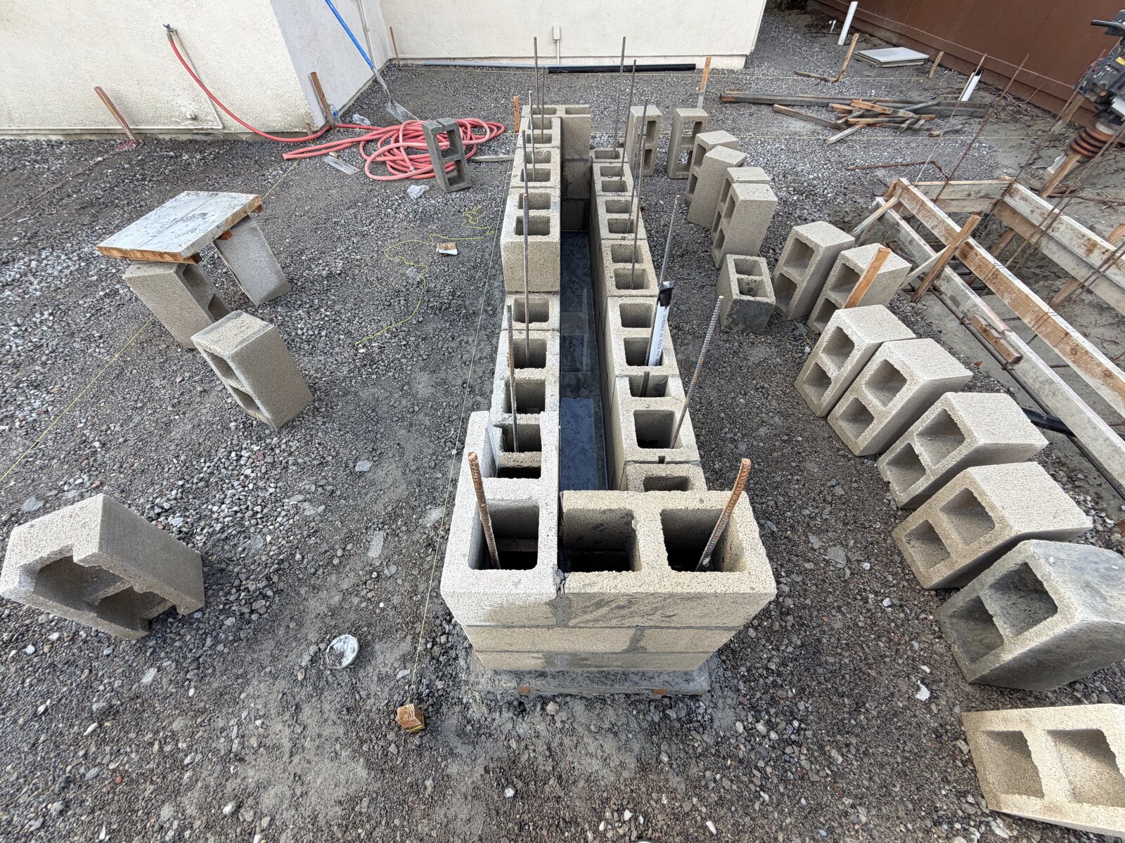 Pool structure — block walls